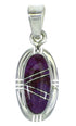 Authentic Sterling Silver And Magenta Turquoise Inlay Southwest Pendant YX67051